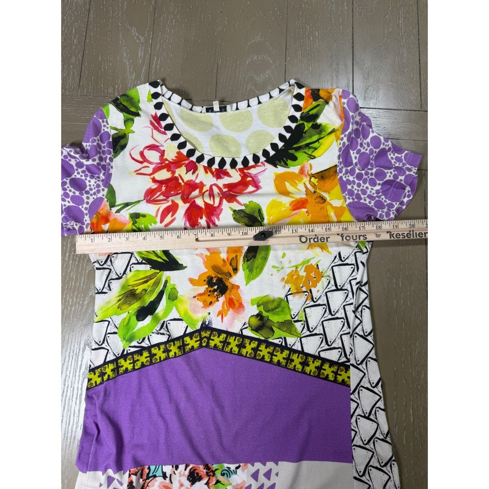Etro Dress Women 46 Multicolor Mixed‎ Print Floral Geometric Short Sleeve Shift - Picture 6 of 10